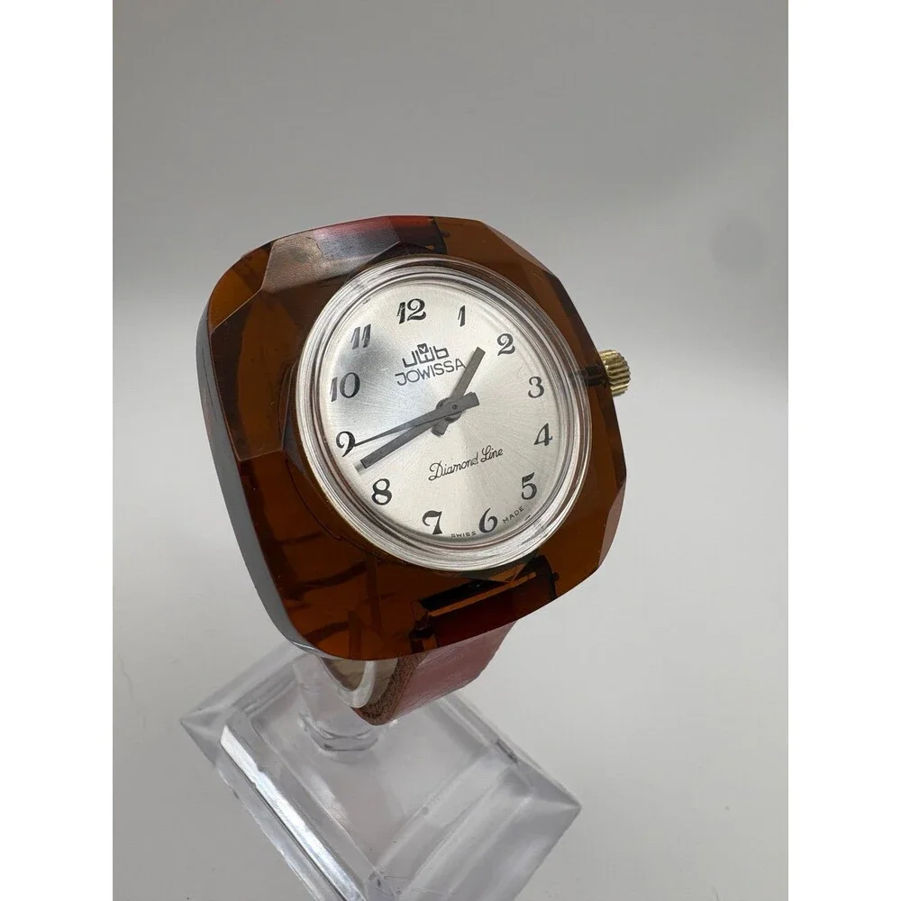 Vintage Swiss Jowissa Diamond Line Tortoiseshell manual wind Watch running
